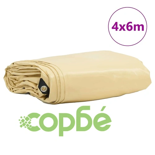 Брезентово покривало 650 г/м² с PVC покритие, Бежово, 4 x 6 м ➤ топ цена ➤ sorbe.bg