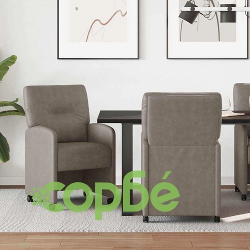 Трапезни столове с колелца 2 броя сиви 57x67x95 см изкуствена кожа ➤ топ цена ➤ sorbe.bg