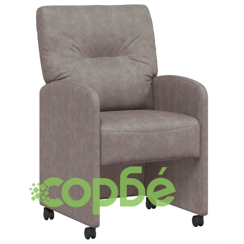 Трапезни столове с колелца 2 броя сиви 57x67x95 см изкуствена кожа ➤ топ цена ➤ sorbe.bg