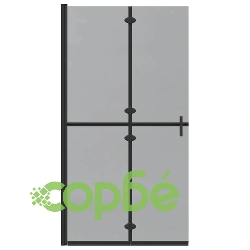 Стъклена душ преграда с вход, черен алуминиев профил и тъмнопрозрачно стъкло, 100 x 190 cm ➤ топ цена ➤ sorbe.bg