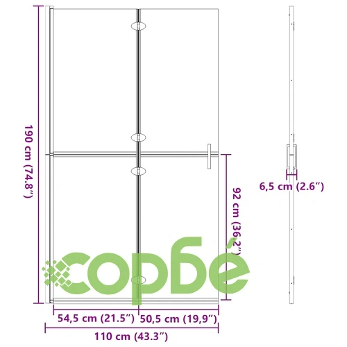 Душ параван със златист профил и прозрачно стъкло 110 x 190 cm ➤ топ цена ➤ sorbe.bg