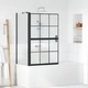 Параван за вана и душ от закалено стъкло черен 80 x 67 x 129.5 см