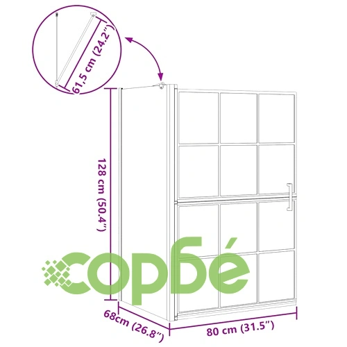Параван за вана и душ от закалено стъкло черен 80 x 67 x 129.5 см ➤ топ цена ➤ sorbe.bg