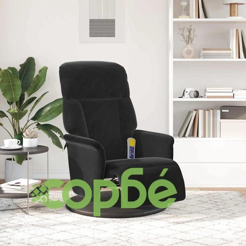 Масажен реклайнер стол Кадифе Черен 91 x 71 x 105.5 см ➤ топ цена ➤ sorbe.bg