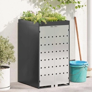 Стоманено съхранение за кош 240L с покрив-саксия, антрацит 68x77.5x121.5 см