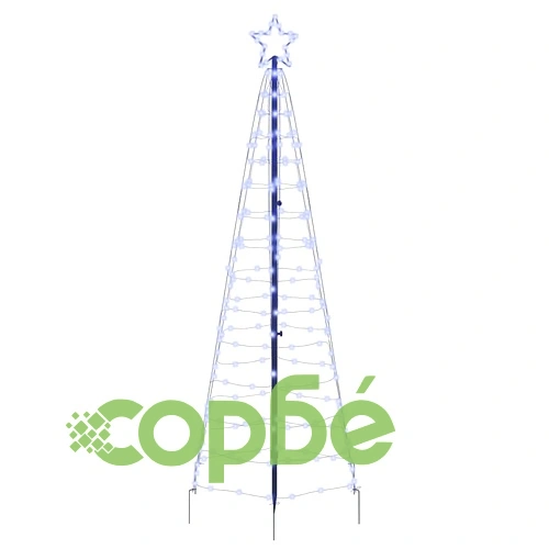LED коледна елха с колчета за земя 250 cm синя желязо 390 LED светлини ➤ топ цена ➤ sorbe.bg