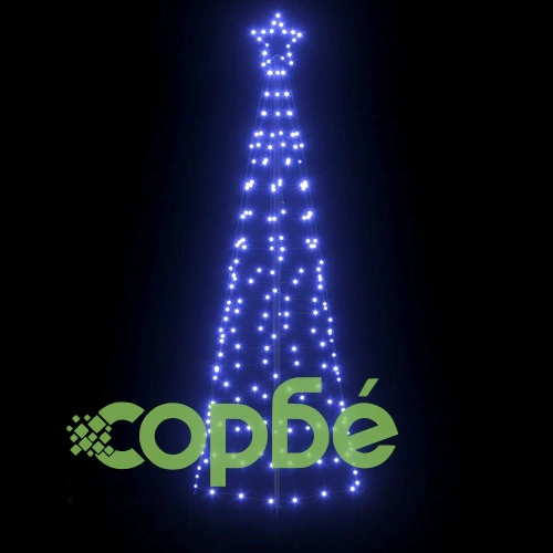 LED коледна елха с колчета за земя 250 cm синя желязо 390 LED светлини ➤ топ цена ➤ sorbe.bg