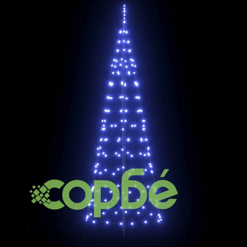 LED коледна елха с колчета за земя 250 cm синя желязо 390 LED светлини ➤ топ цена ➤ sorbe.bg