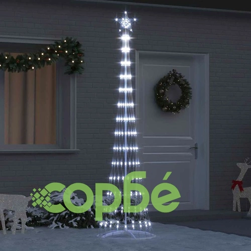 LED Коледна Елха с Поставка Хладно Бяло 70x70x250 см Метал ➤ топ цена ➤ sorbe.bg