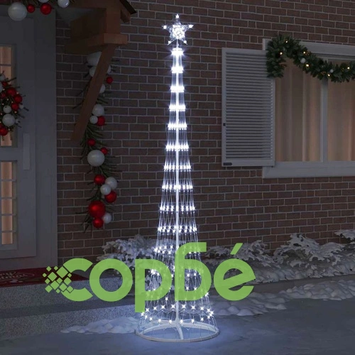 LED Коледна Елха с Поставка Хладно Бяло 70x70x250 см Метал ➤ топ цена ➤ sorbe.bg