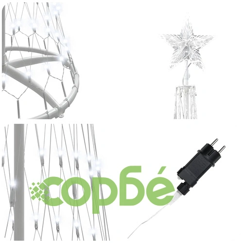 LED Коледна Елха с Поставка Хладно Бяло 70x70x250 см Метал ➤ топ цена ➤ sorbe.bg