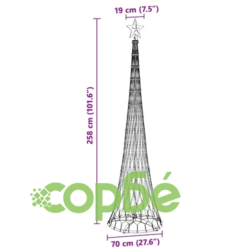 LED Коледна Елха с Поставка Хладно Бяло 70x70x250 см Метал ➤ топ цена ➤ sorbe.bg