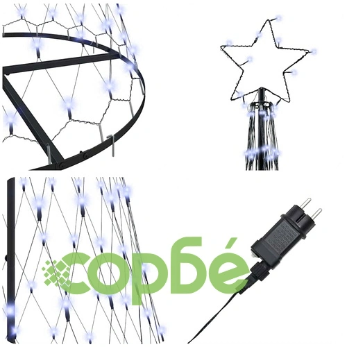 LED Коледна Елха с 290 LED Светлини Синя 100x100x250 см Метал ➤ топ цена ➤ sorbe.bg