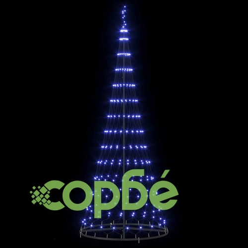 LED Коледна Елха с 290 LED Светлини Синя 100x100x250 см Метал ➤ топ цена ➤ sorbe.bg