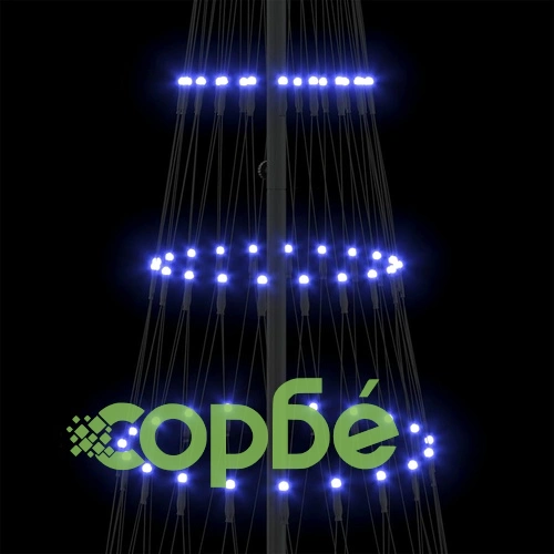 LED Коледна Елха с 290 LED Светлини Синя 100x100x250 см Метал ➤ топ цена ➤ sorbe.bg