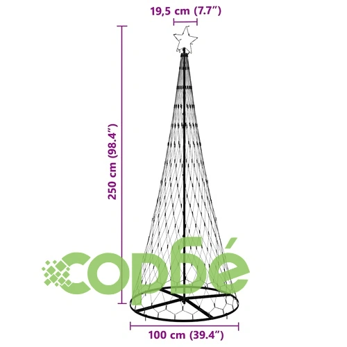 LED Коледна Елха с 290 LED Светлини Синя 100x100x250 см Метал ➤ топ цена ➤ sorbe.bg
