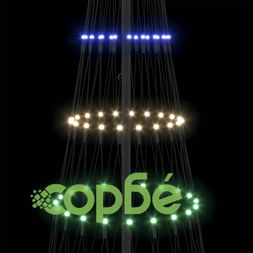 LED Коледна Елха Многоцветна 250 см с Метална Конструкция и 290 LED Светлини ➤ топ цена ➤ sorbe.bg
