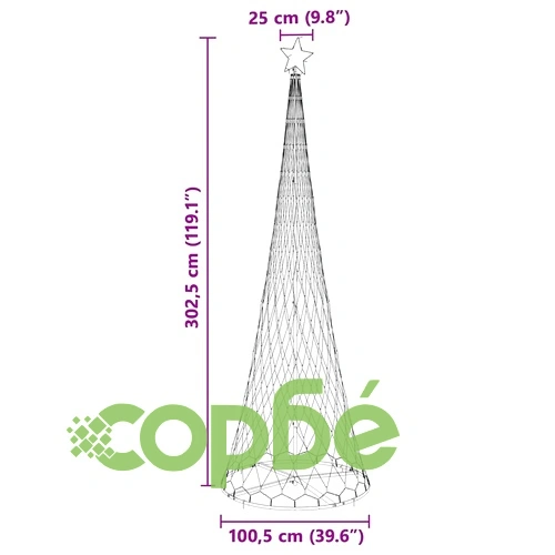 LED Коледна Елха с Топло Бяло Осветление 302.5 см Метал 350 LED ➤ топ цена ➤ sorbe.bg