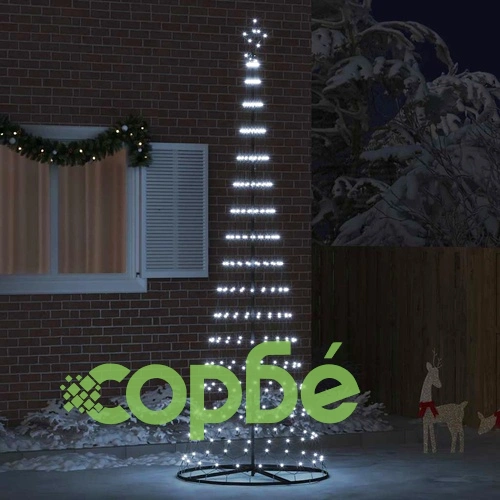 LED Коледна Елха с Подставка Хладно Бяло 100.5 х 100.5 х 302.5 см Метал ➤ топ цена ➤ sorbe.bg