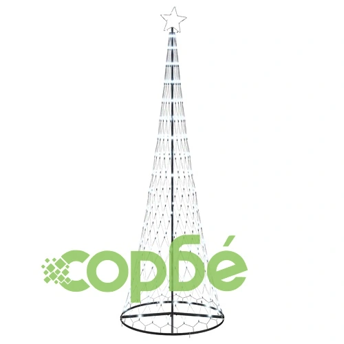 LED Коледна Елха с Подставка Хладно Бяло 100.5 х 100.5 х 302.5 см Метал ➤ топ цена ➤ sorbe.bg