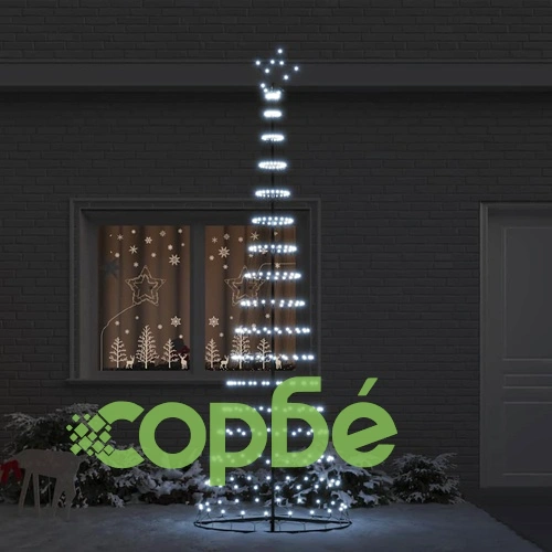 LED Коледна Елха с Подставка Хладно Бяло 100.5 х 100.5 х 302.5 см Метал ➤ топ цена ➤ sorbe.bg