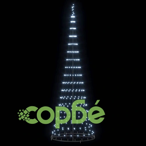 LED Коледна Елха с Подставка Хладно Бяло 100.5 х 100.5 х 302.5 см Метал ➤ топ цена ➤ sorbe.bg