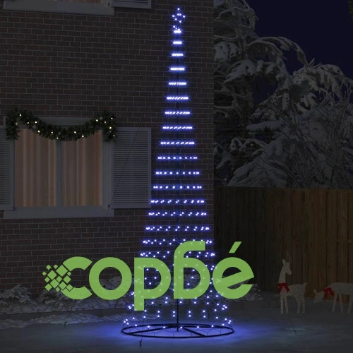 LED Коледна Елха с Поставка Синя 138.5 x 138.5 x 399 см Метал ➤ топ цена ➤ sorbe.bg