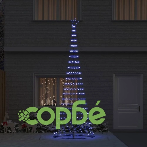 LED Коледна Елха с Поставка Синя 138.5 x 138.5 x 399 см Метал ➤ топ цена ➤ sorbe.bg