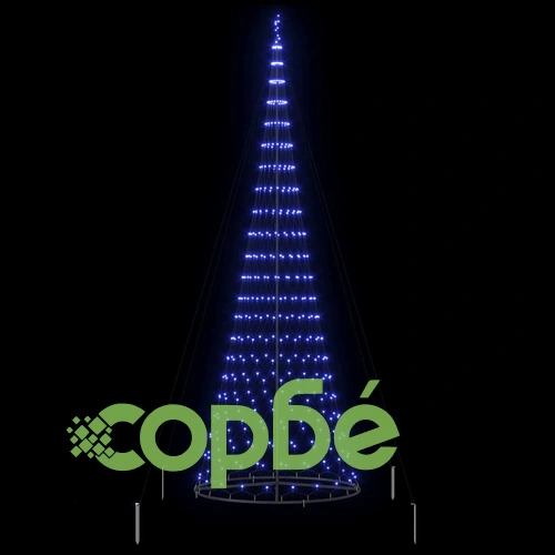 LED Коледна Елха с Поставка Синя 138.5 x 138.5 x 399 см Метал ➤ топ цена ➤ sorbe.bg