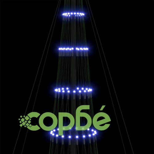 LED Коледна Елха с Поставка Синя 138.5 x 138.5 x 399 см Метал ➤ топ цена ➤ sorbe.bg