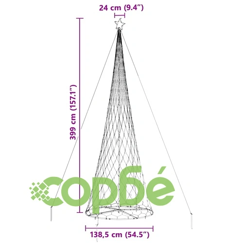 LED Коледна Елха Многоцветна 399 см с 450 LED Светлини и 8 Режима ➤ топ цена ➤ sorbe.bg