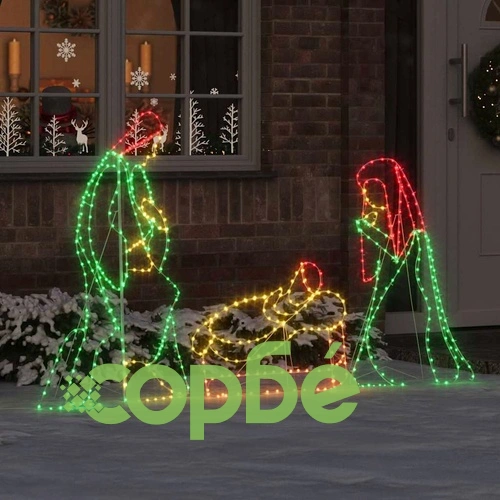 Коледна светеща ясла с 550 LED светлини многоцветна 112 x 72 см PVC ➤ топ цена ➤ sorbe.bg
