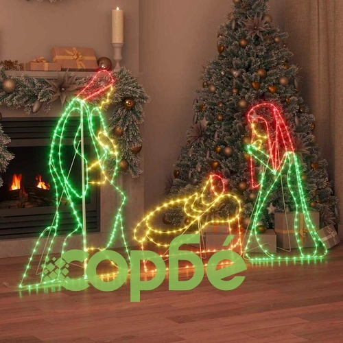 Коледна светеща ясла с 550 LED светлини многоцветна 112 x 72 см PVC ➤ топ цена ➤ sorbe.bg