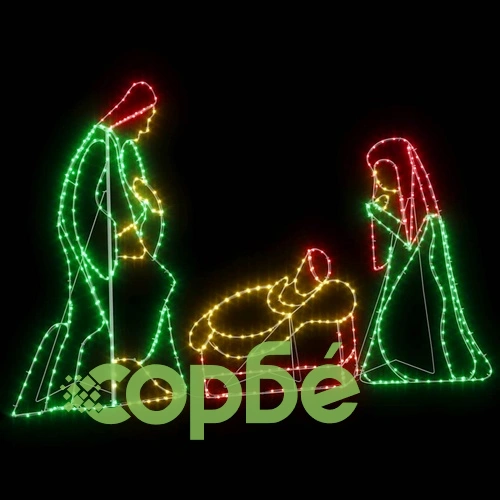 Коледна светеща ясла с 550 LED светлини многоцветна 112 x 72 см PVC ➤ топ цена ➤ sorbe.bg