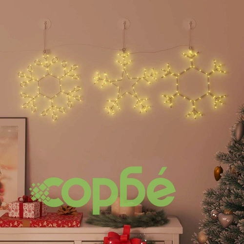 Коледна снежинка с 252 LED диода топло бяло 45x38 см PVC ➤ топ цена ➤ sorbe.bg