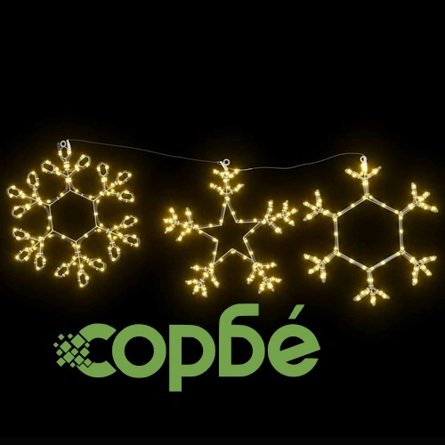 Коледна снежинка с 252 LED диода топло бяло 45x38 см PVC ➤ топ цена ➤ sorbe.bg