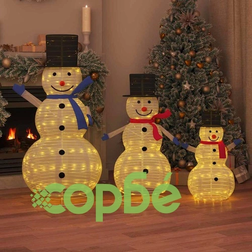 Коледно семейство снежковци 3 броя с LED осветление топло бяло 81x60x125 см ➤ топ цена ➤ sorbe.bg