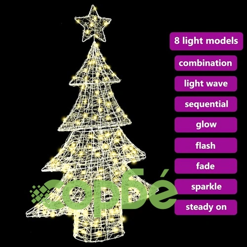 Коледно дърво 3D с 100 LED светлини топло бяло 120 см акрил ➤ топ цена ➤ sorbe.bg