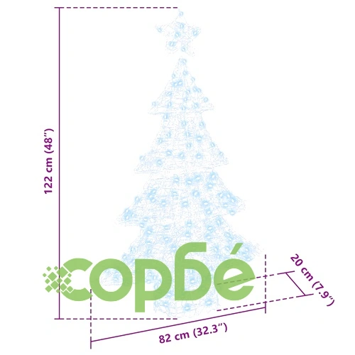 3D Коледно дърво с 100 LED диода студено бяло 120 см акрил ➤ топ цена ➤ sorbe.bg