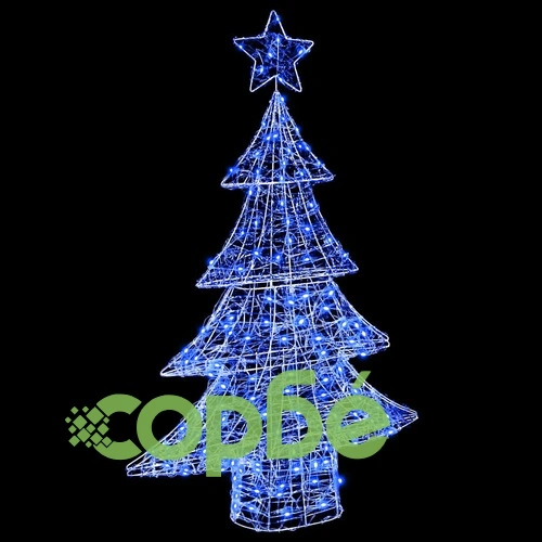 3D Коледно дърво с 100 LED светлини синьо 120 см акрил ➤ топ цена ➤ sorbe.bg