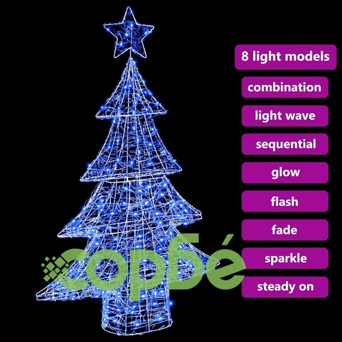 3D Коледно дърво с 100 LED светлини синьо 120 см акрил ➤ топ цена ➤ sorbe.bg