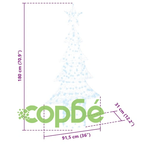 3D Коледно дърво с 240 LED диода студено бяло 180 см акрил ➤ топ цена ➤ sorbe.bg