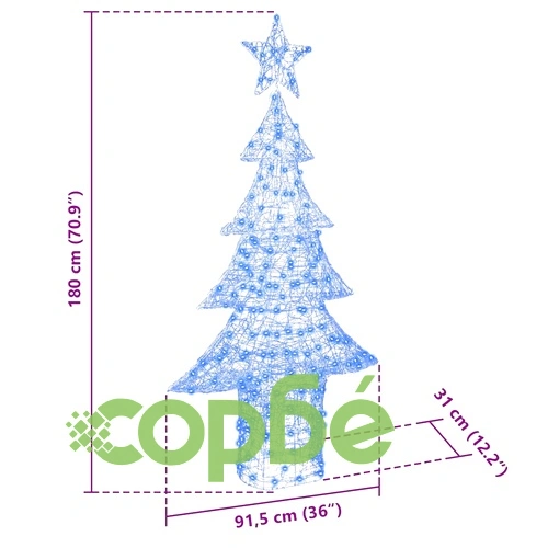 Коледно дърво 3D с 240 LED светлини синьо 180 см акрил ➤ топ цена ➤ sorbe.bg