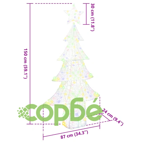 Коледна декорация с LED осветление многоцветна 180 см ➤ топ цена ➤ sorbe.bg