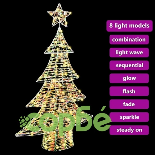 Коледно дърво с 120 LED светлини топло бяло 120 см PET материал ➤ топ цена ➤ sorbe.bg