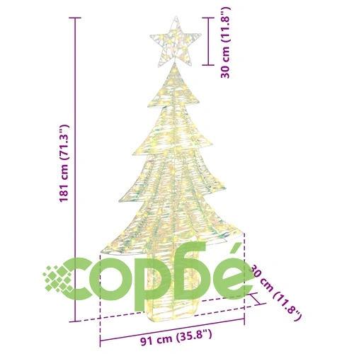 Коледно дърво PET с 240 LED светодиода топло бяло 180 см ➤ топ цена ➤ sorbe.bg