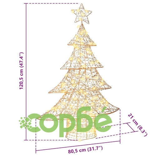 3D Коледно дърво с LED осветление 120 светодиода PET 120 см Топло бяло ➤ топ цена ➤ sorbe.bg