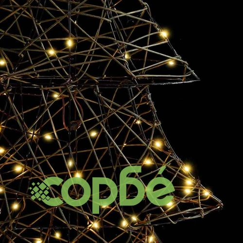 Коледно дърво с LED осветление 240 диода топло бяло 180 см от ратан ➤ топ цена ➤ sorbe.bg