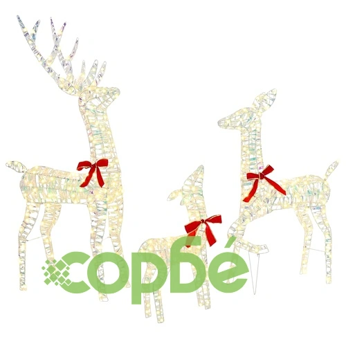 Коледен комплект от 3 светещи елена PET 67x26x127 см топло бяло LED USB ➤ топ цена ➤ sorbe.bg