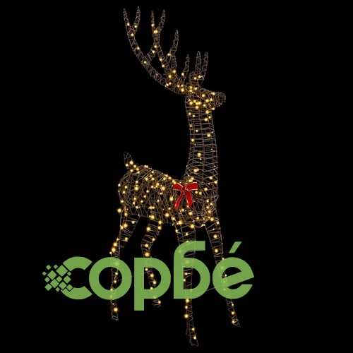 3D коледен елен от ратан 180 см с топло бяло LED осветление ➤ топ цена ➤ sorbe.bg